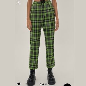 Nasty Gal green check plaid pants